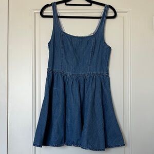 Divided Blue Denim Mini Dress - Sleeveless Skater Style
